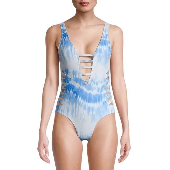 Xoxo Womens Tie Dye Cut Out One Piece Swimsuit XL (b40) - Picture 3 of 9